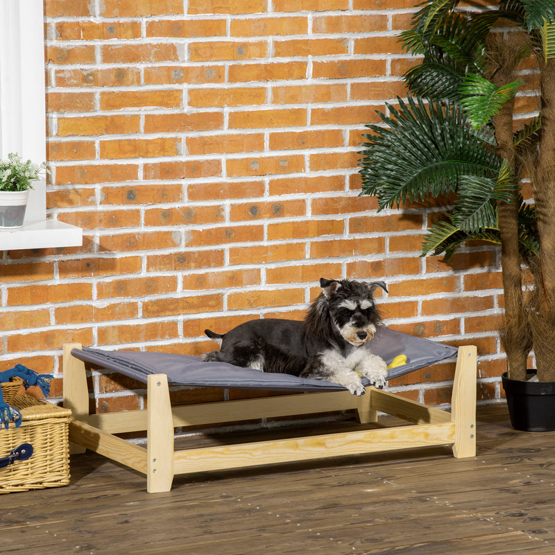 Cama Elevada para Cães Cama Elevada para Animais de Estimação Pequenos e Médios com Almofada Lavável Carga Máxima 15kg para Interior Exterior 90x50x28cm Cinza