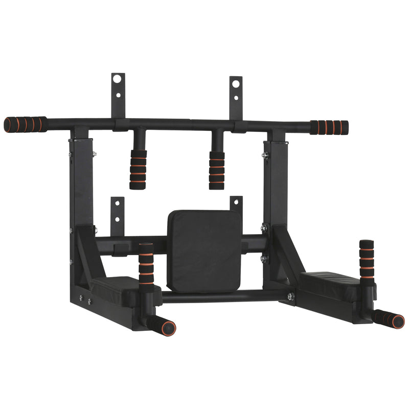 Barra de Elevações de Parede Barra de Pull Up de Aço Multifuncional para Treinos Fitness Treino em Casa Carga Máx.120kg 93x72x48cm Preto