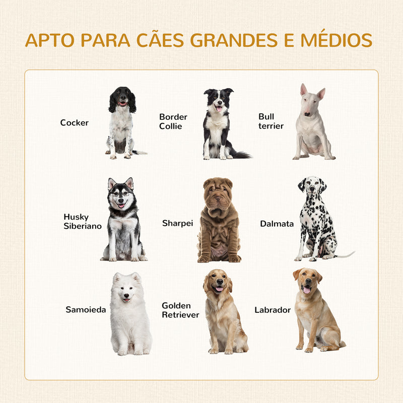 Gaiola para Cães de Madeira Mesa de Centro 94x60x71,5cm Móvel com 2 Portas com Fechadura Almofada de Tecido Oxford e Grades de Aço Branco