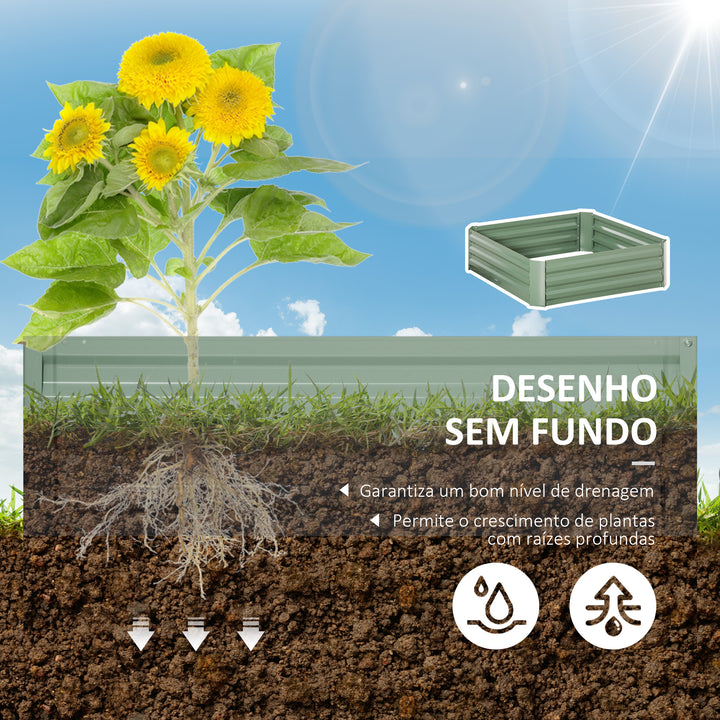 Conjunto de 2 Caixas de Plantio de Aço Caixa de Plantio Quadrada para Cultivos de Plantas Flores Pátio Exterior 100x100x30cm Verde