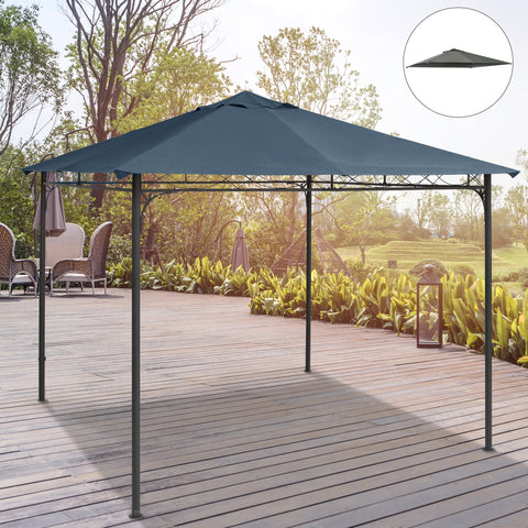 Toldo de Substituição de 3x3m para Pérgola de Jardim com 8 Orifícios de Drenagem e Ventilação Cinza