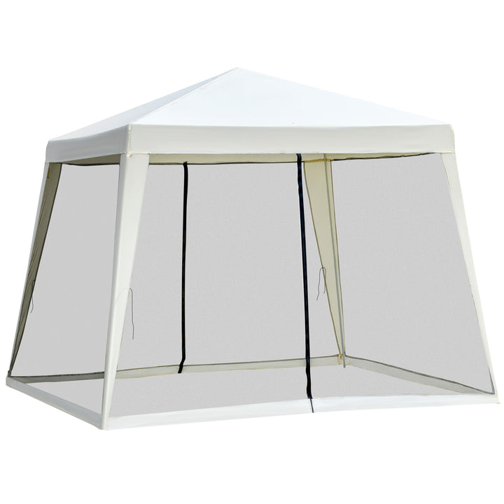 Tenda de Jardim 3x3m Tenda com 4 Partes Laterais Rede Mosquiteira com Zíper Proteção UV para Patio Bege