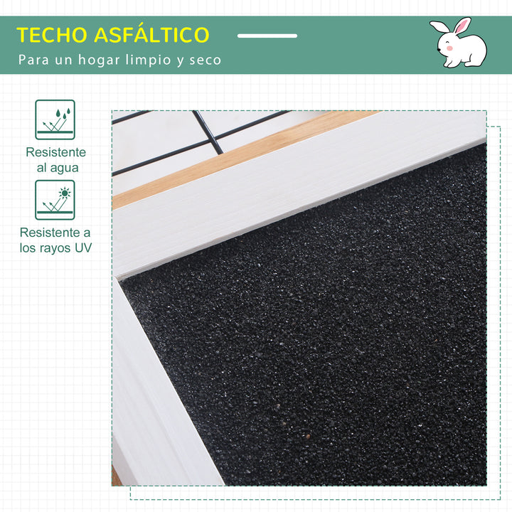 Coelheira de Exterior Gaiola para Coelhos Porquinho da India Animais Pequenos com 2 Portas Superiores e Teto Asfáltico Dobrável 123x120x52cm Madeira Natural