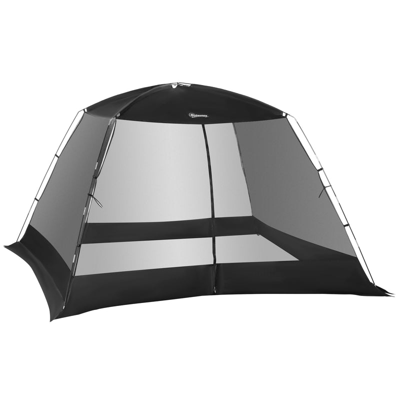 Tenda de Jardim 3x3x2m Tenda para 4-6 Pessoas com 4 Telas Mosquiteiras e Porta Incluí Bolsa de Transporte Proteção Solar para Campismo Viagens Exterior Preto