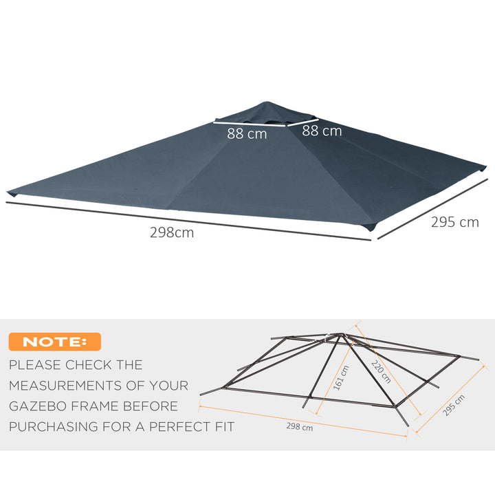 Toldo de Substituição de 3x3m para Pérgola de Jardim com 8 Orifícios de Drenagem e Ventilação Cinza