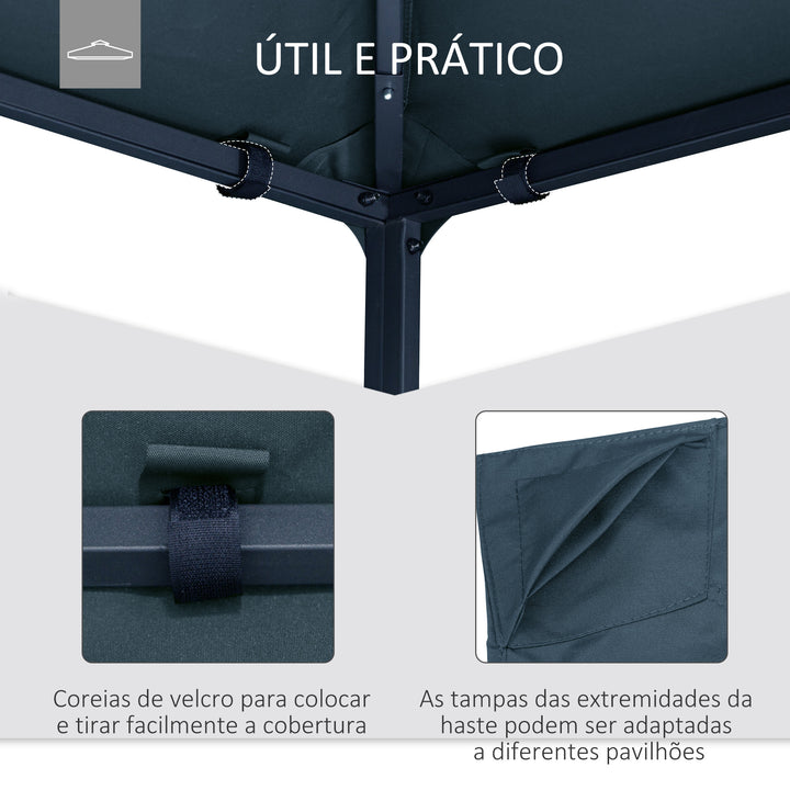 Toldo de Substituição de 3x3m para Pérgola de Jardim com 8 Orifícios de Drenagem e Ventilação Cinza