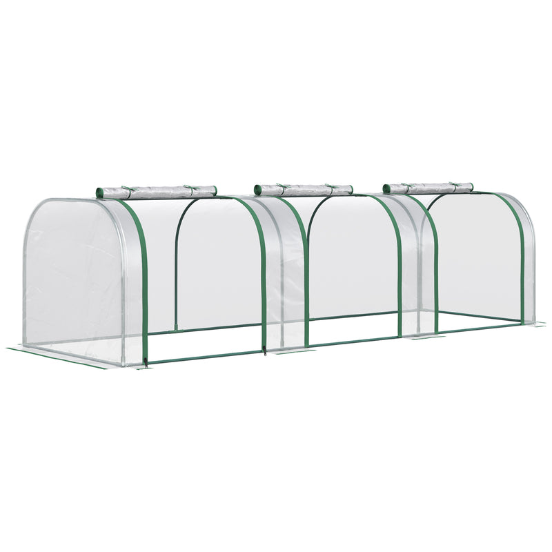 Estufa 295x100x80 cm para Jardim Varanda Estufa Pequena para Cultivo de Plantas com 3 Janelas Estrutura de Aço e PVC Transparente e Verde