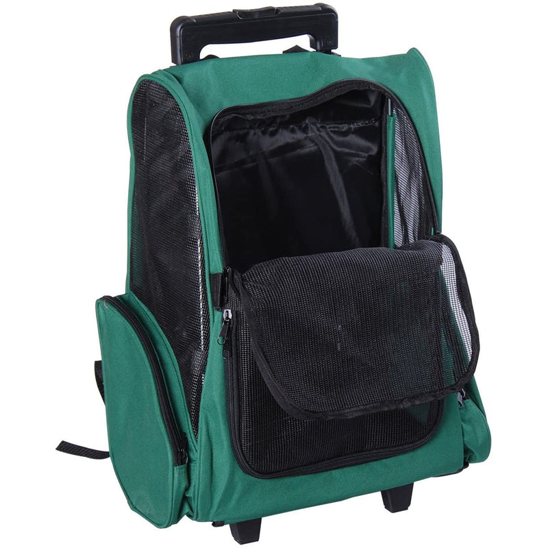 Mochila para cão ou gato Transportadora 2 em 1 Verde e Preto Oxford Aço 35x27x49 cm