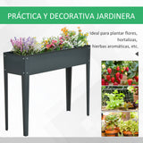 Floreira elevada Cultivo retangular elevado para plantas vegetais e flores com 3 orifícios de drenagem 100x30x80 cm Cinza