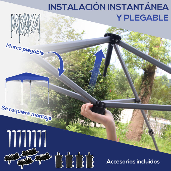 Tenda Dobrável 2,5x2,5x2,68cm Tenda de Jardim com Proteção UV 50+ Altura Ajustável com 4 Bolsas de Areia e Bolsa de Transporte para Acampamento Festas Pátio Azul