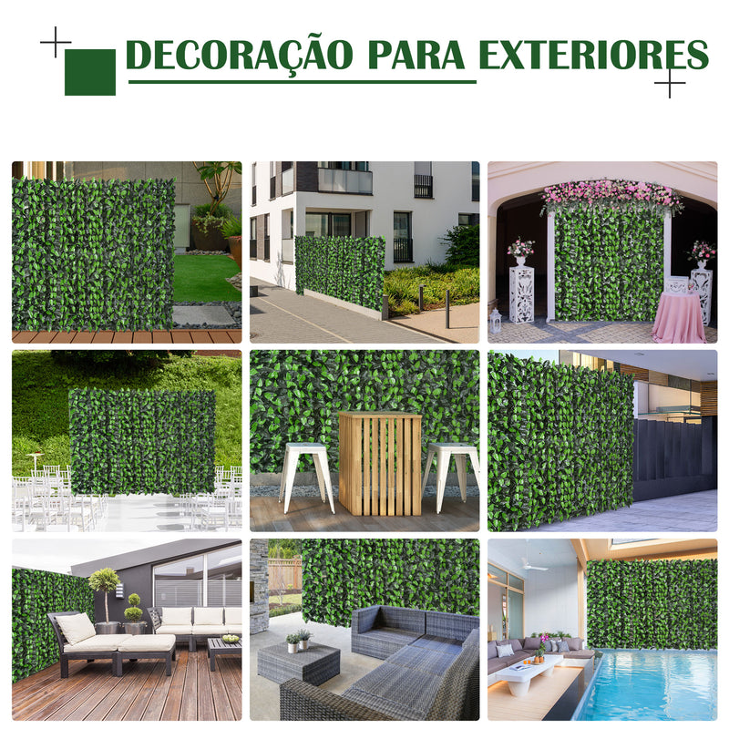 Vedação Artificial em Rolo 3x1m Vedação de Privacidade para Balcão Jardim Exterior Planta Decorativa de Parede PE Verde