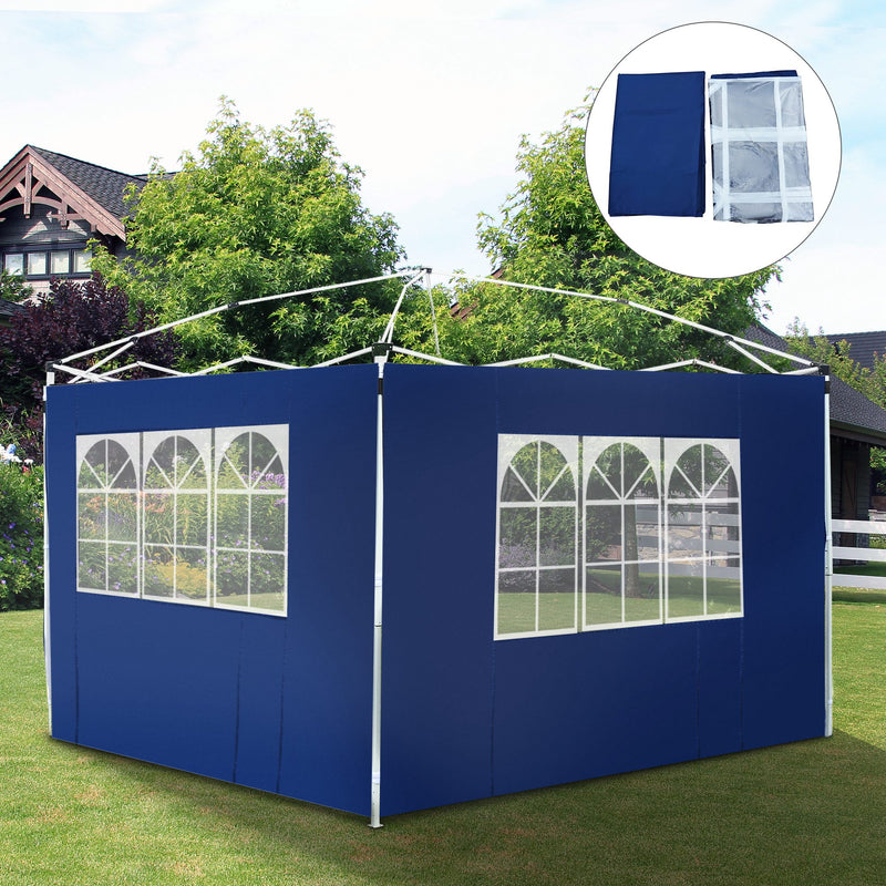 2 Paredes Laterais para Tenda 3x2 m Parede Lateral de Tecido Oxford com 2 Janelas Apto para tendas 3x3 m e 3x6 m Azul