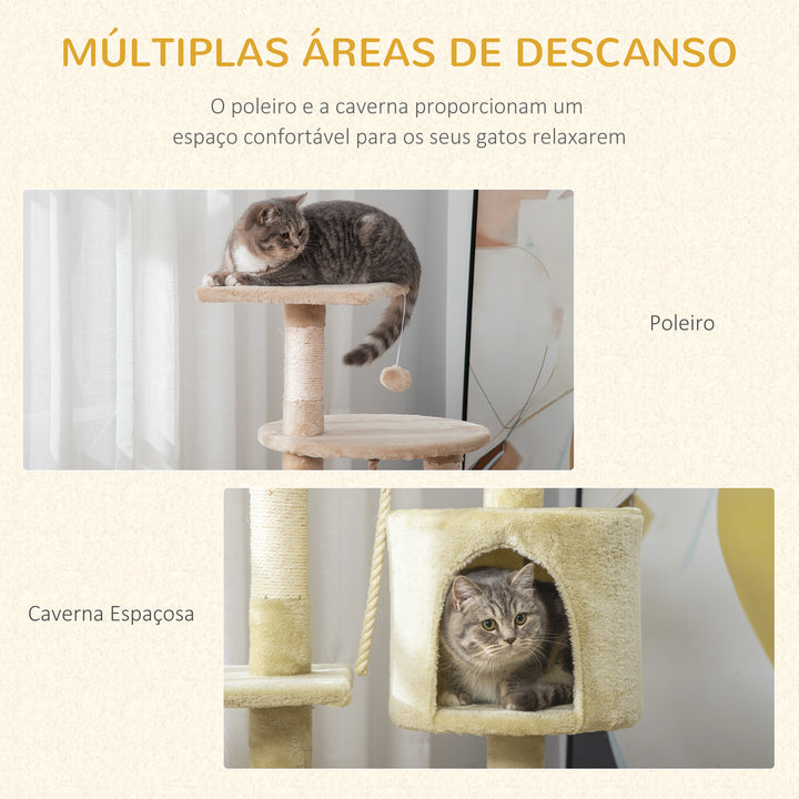 Árvore para Gato Árvore Arranhador 112 cm De Altura Árvore Poste para Arranhar Centro Diversão