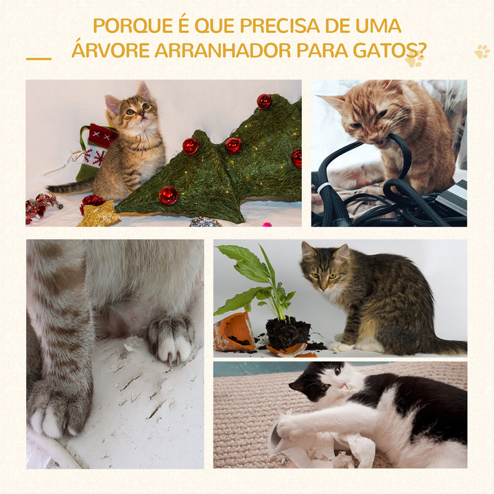 Árvore para Gato Árvore Arranhador 112 cm De Altura Árvore Poste para Arranhar Centro Diversão