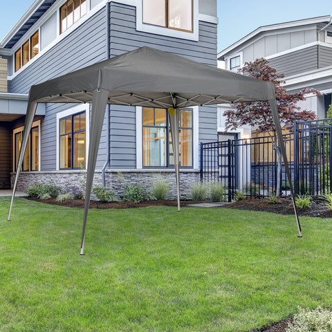 Tenda Dobrável 297x297x250 cm Tenda com Desenho Pop Up para Jardim Campismo Festas Eventos Aço e Oxford Cinza