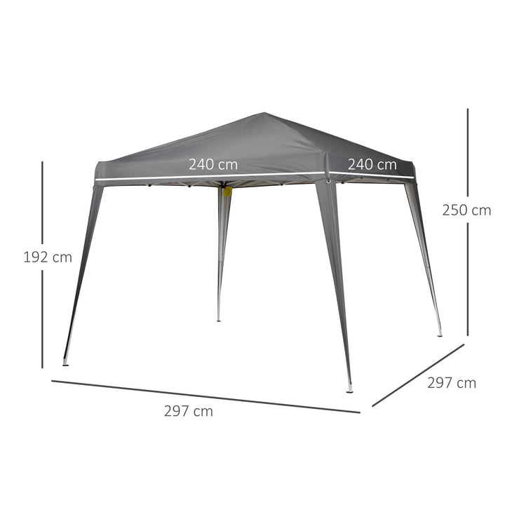 Tenda Dobrável 297x297x250 cm Tenda com Desenho Pop Up para Jardim Campismo Festas Eventos Aço e Oxford Cinza