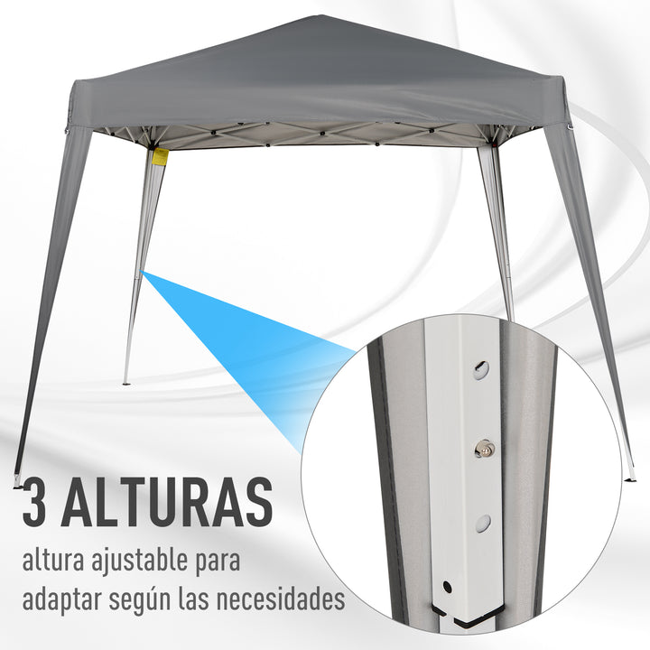 Tenda Dobrável 297x297x250 cm Tenda com Desenho Pop Up para Jardim Campismo Festas Eventos Aço e Oxford Cinza
