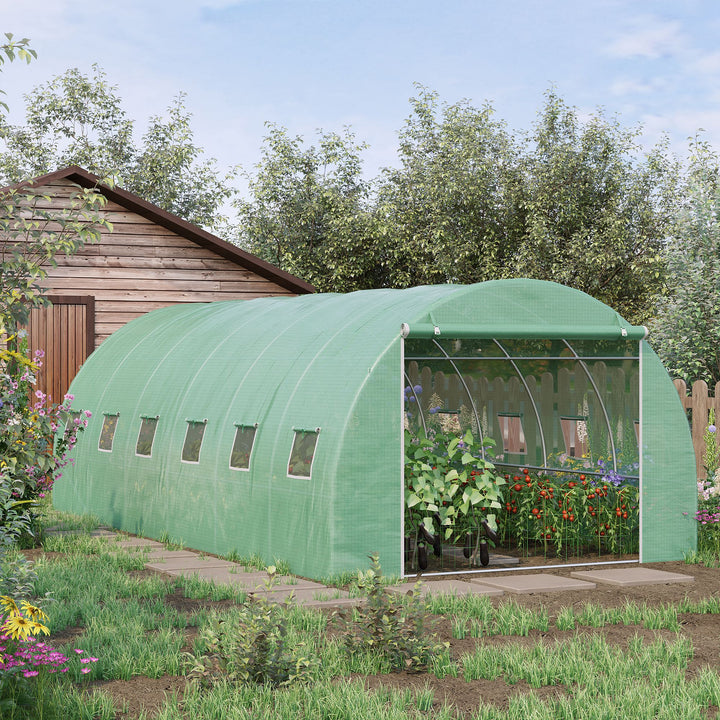 Estufa Túnel de Jardim para Plantas e Vegetais com 12 Janelas estrutura de aço - 6x3x2m