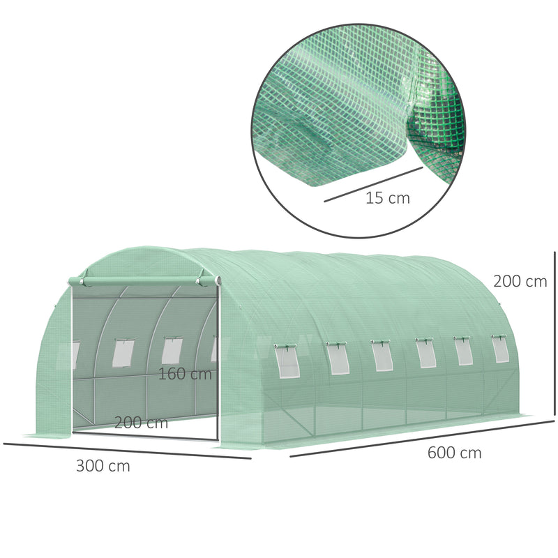 Estufa Túnel de Jardim para Plantas e Vegetais com 12 Janelas estrutura de aço - 6x3x2m