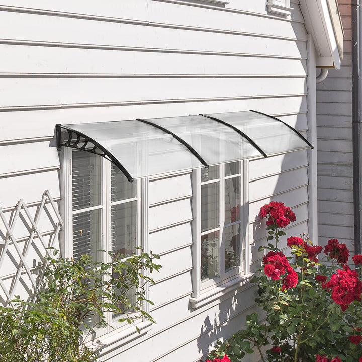 Cobertura telhado para portas janelas toldo Terraços de policarbonato de 5mm Transparente Proteção contra chuva e sol 90x295x25cm