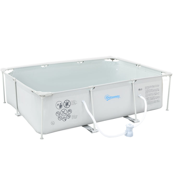Piscina Desmontável Tubular 291x190x75cm com Depuradora de Cartucho Piscina Retangular de Exterior para Adultos e Crianças 3600L Cinza