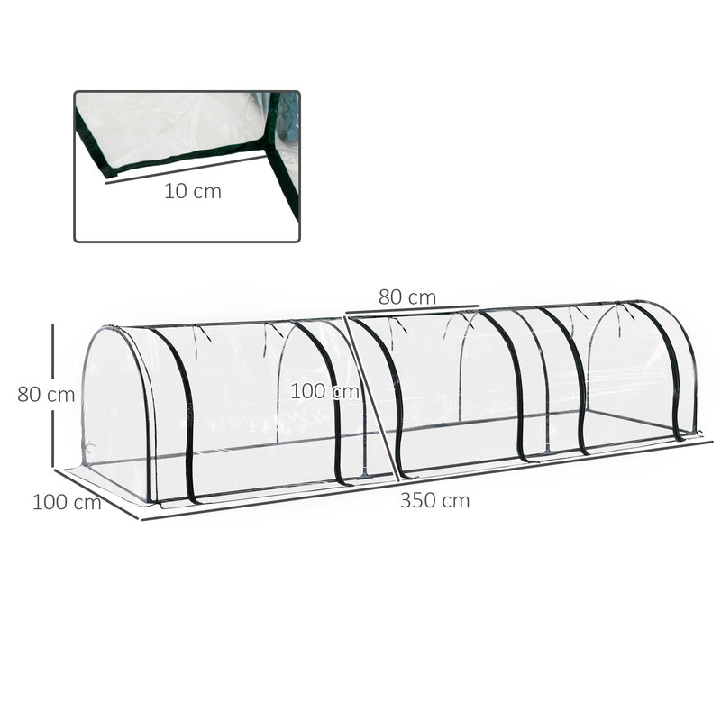 Estufa para Jardim, Terraço Cultivo de Plantas Estufa de Jardim Caseiro, tipo Túnel, Moldura de Aço e PVC 350x100x80 cm