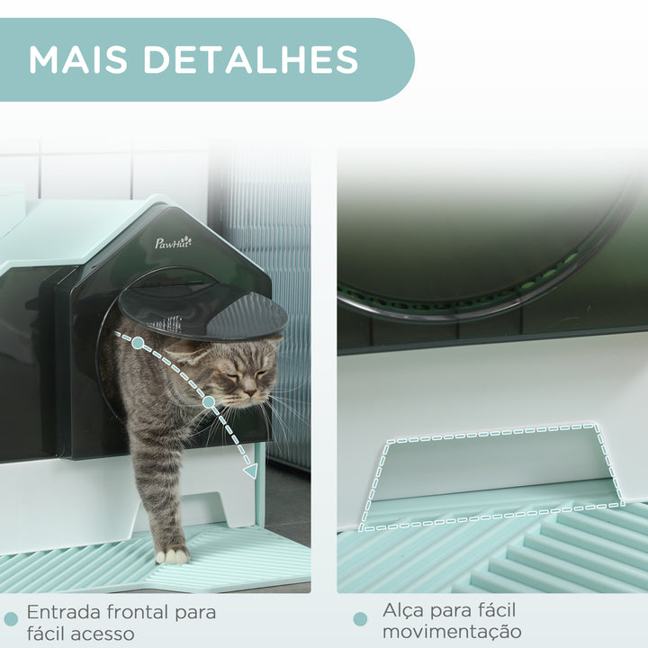 Caixa de Areia para Gatos Caixa de Areia Fechada para Gatos com Bandeja Amovível Pá e Filtro Desodorizante 47x45x42 cm Azul