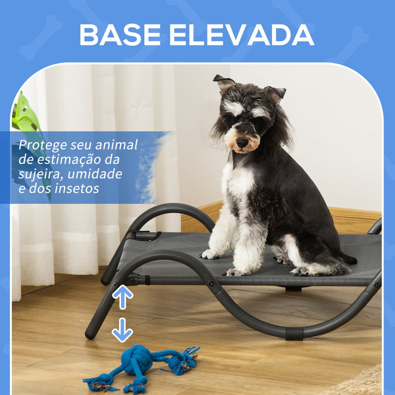 Cama Elevada para Cães Pequenos e Médios Cama para Animais de Estimação com Tecido de Malha Respirável Estrutura Curvada para Interior Exterior 92x55,5x21cm Cinza