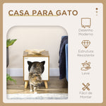 Casa de Madeira para Gatos Casa para Gatos Interior Caverna para Gatos com Almofada Lavável e Pés Elevados 34x34x44, cm Marrom