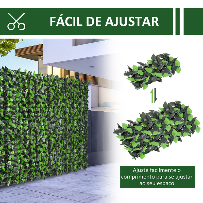 Vedação Artificial em Rolo 3x1m Vedação de Privacidade para Balcão Jardim Exterior Planta Decorativa de Parede PE Verde