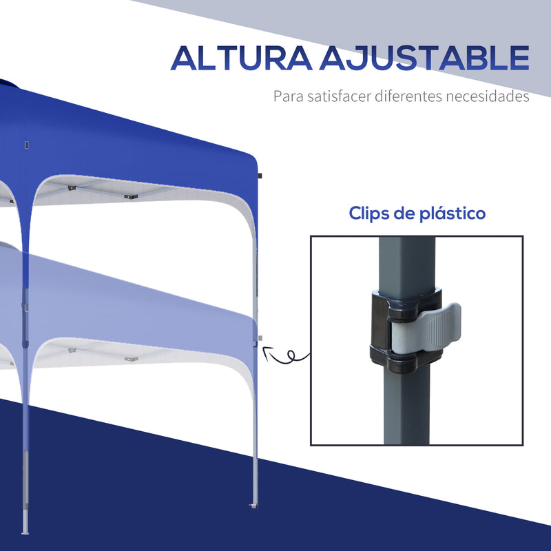 Tenda Dobrável 2,5x2,5x2,68cm Tenda de Jardim com Proteção UV 50+ Altura Ajustável com 4 Bolsas de Areia e Bolsa de Transporte para Acampamento Festas Pátio Azul