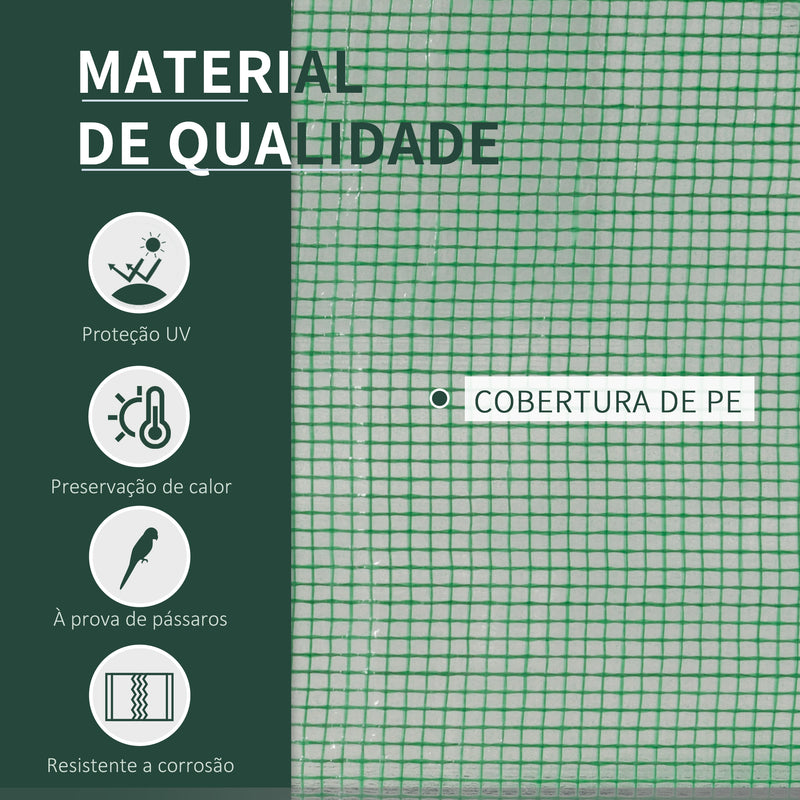 Estufa de Jardim 200x100x80 cm para Cultivo de Plantas Sementes Estufa com Estrutura de Aço e Cobertura de Plástico Verde