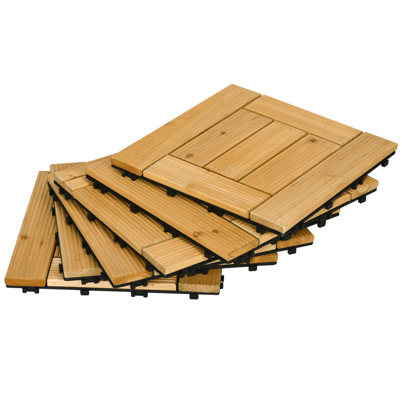 Conjunto de 27 Peças de Deck de Madeira para Exterior 30x30cm Área de 2,43 m² Ladrilhos para Exterior com Sistema Clic para Balcão Terraço Jardim Madeira