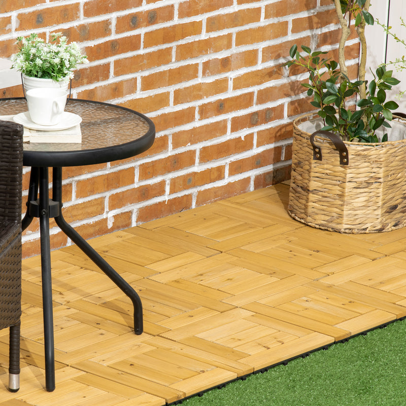 Conjunto de 27 Peças de Deck de Madeira para Exterior 30x30cm Área de 2,43 m² Ladrilhos para Exterior com Sistema Clic para Balcão Terraço Jardim Madeira