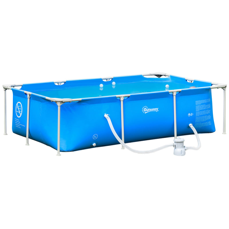 Piscina Desmontável Tubular 252x152x65cm com Depuradora de Cartucho Piscina Retangular de Exterior para Adultos e Crianças 2.163L Azul