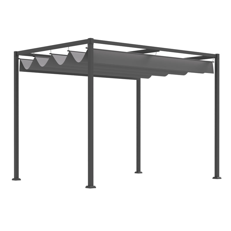 Pérgola 3x2m Pérgola de Jardim com Teto Retrátil de Poliéster com Revestimento Resistente para Celebrações Festas Casamento Cinza