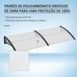 Marquise para Portas e Janelas 195x80cm Marquise com Proteção para Sol e Chuva com Painéis de Policarbonato Transparente