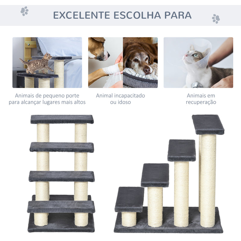 Escada para animais de estimação Capa de raspador de pelúcia macia estável 60x42x61 Cinza