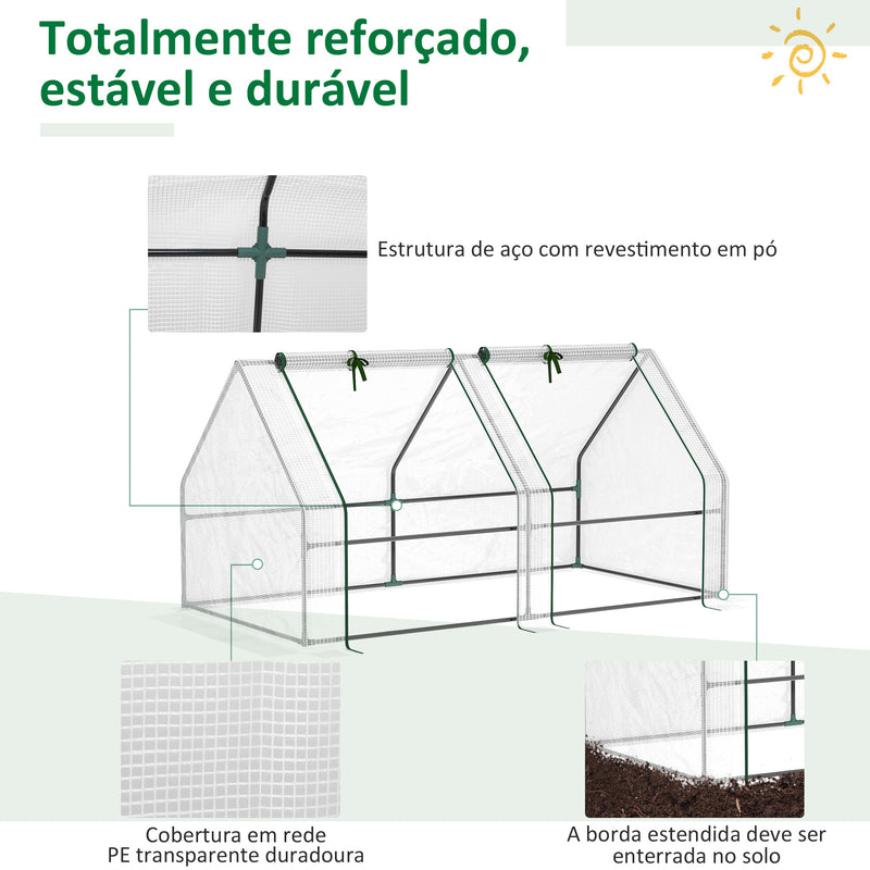 Estufa de Jardim Varanda 180x90x90 cm Tipo Casa Tubo de Aço com 2 Acessos Estufa Pequena para Cultivo de Plantas Branco